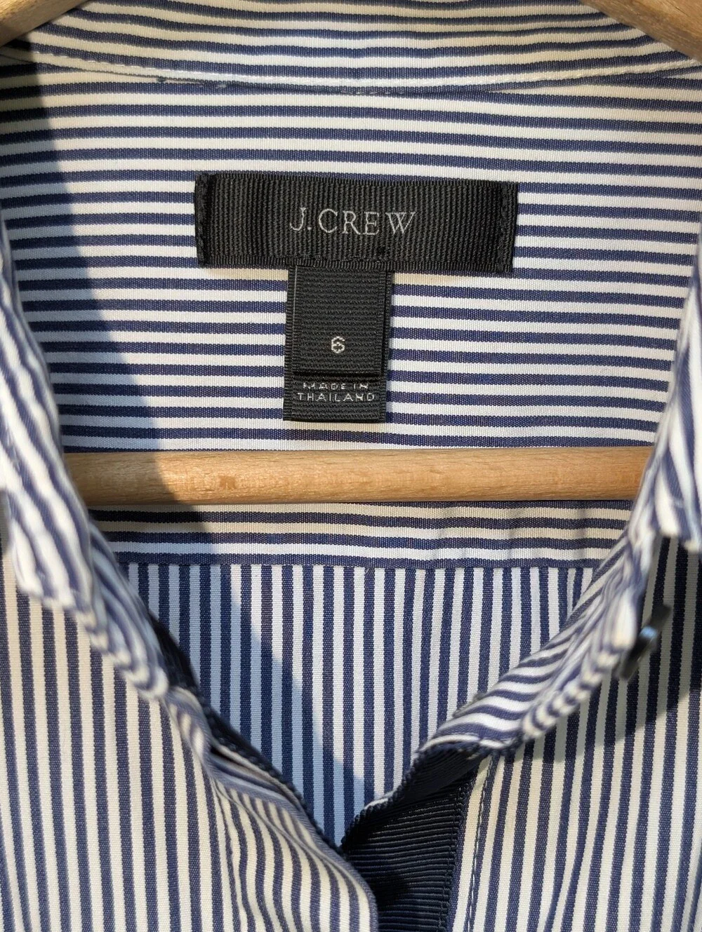 J.Crew Navy Blue Stripe Endless Shirt Size 6 Button Front Tunic Pinstripe A9873